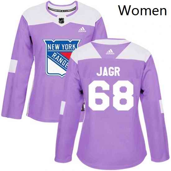 Womens Adidas New York Rangers 68 Jaromir Jagr Authentic Purple Fights Cancer Practice NHL Jersey